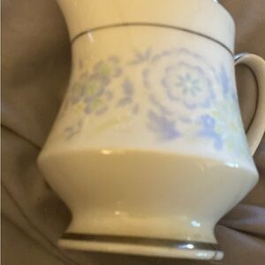 Floral Cream Pitcher with Blue and Green Accents